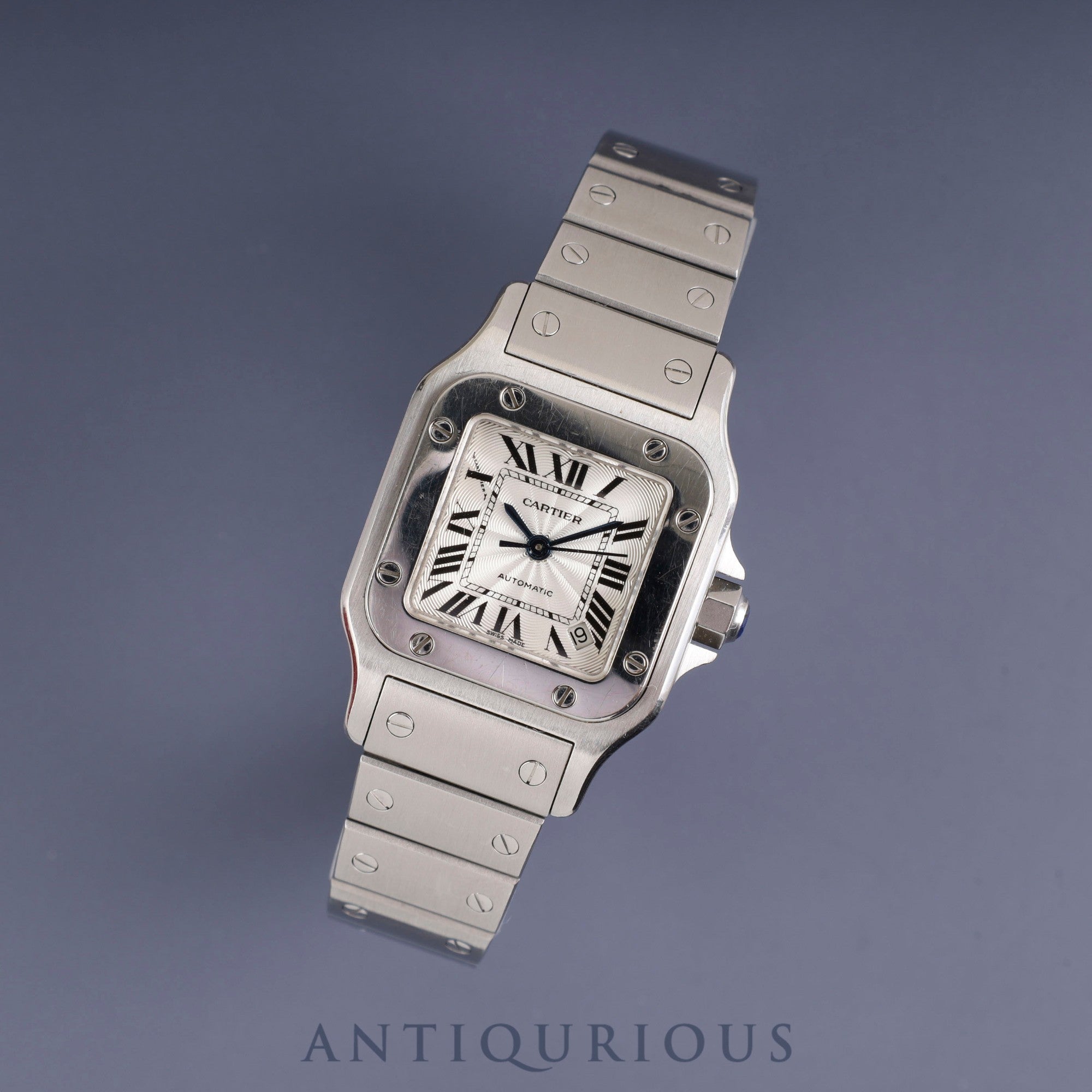 Cartier Santos Galbee SM W20054D6 / 2423 Automatic Cal.077 SS SS Silver guilloche dial Box Overhauled Bracelet cleaned at Cartier boutique