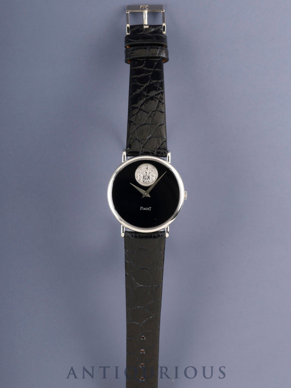 ピアジェ ラウンド 9025 手巻き Cal.9P2 750WG 革 純正ピンバックル（750WG）ブラック文字盤 オーバーホール済み