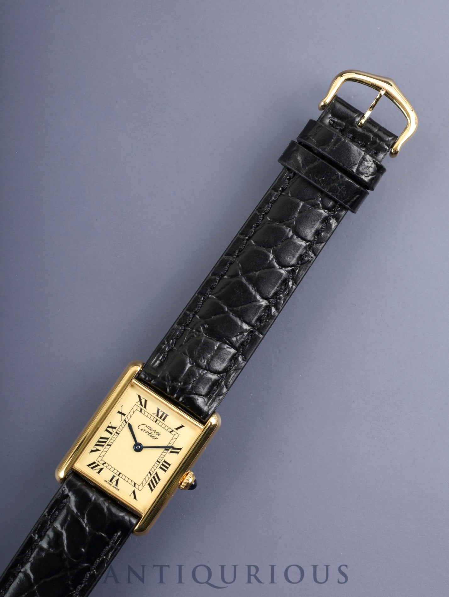 カルティエ マストタンク LM W1002753 / 590005 クォーツ Cal.069 SV925 革 純正ピンバックル（GP）アイボリーローマン文字盤 （SWISS MADE表記）箱 保証書（日付無記載）オーバーホール済み