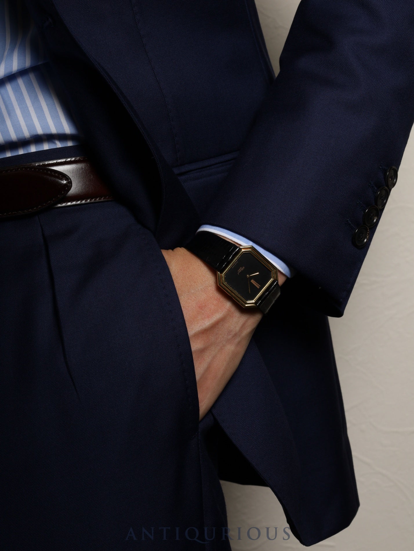 ショパール L.U.C U2130 手巻き Cal.895 AU750 革 社外尾錠（GP） オニキス文字盤 冊子 保証書（1979年）保証登録カード 純正革ベルト オーバーホール済み