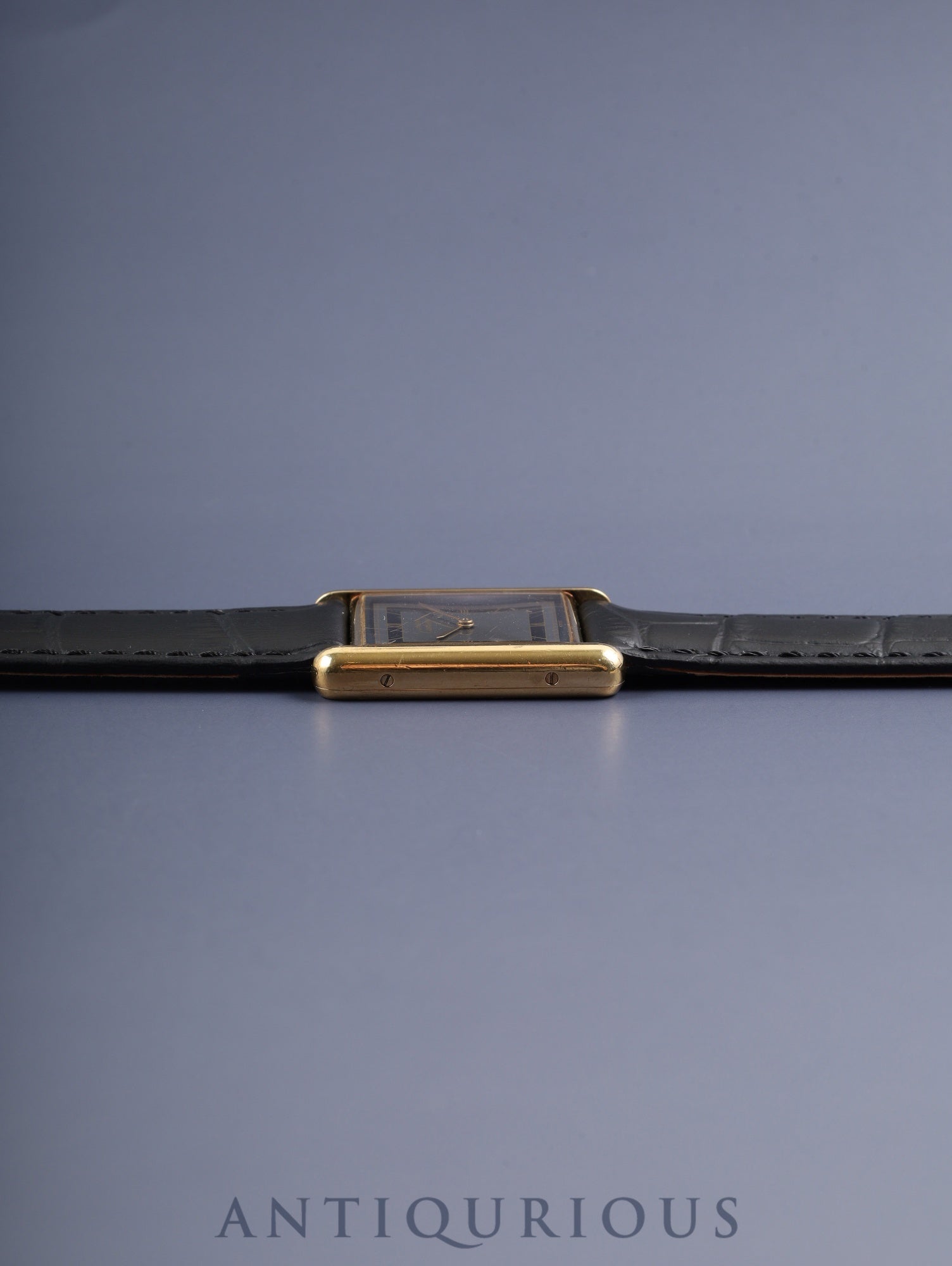 カルティエ マストタンク LM 6 81006 クォーツ Cal.81 SV925 革 純正尾錠（GP） グレー飛びローマン文字盤 オーバーホール済み