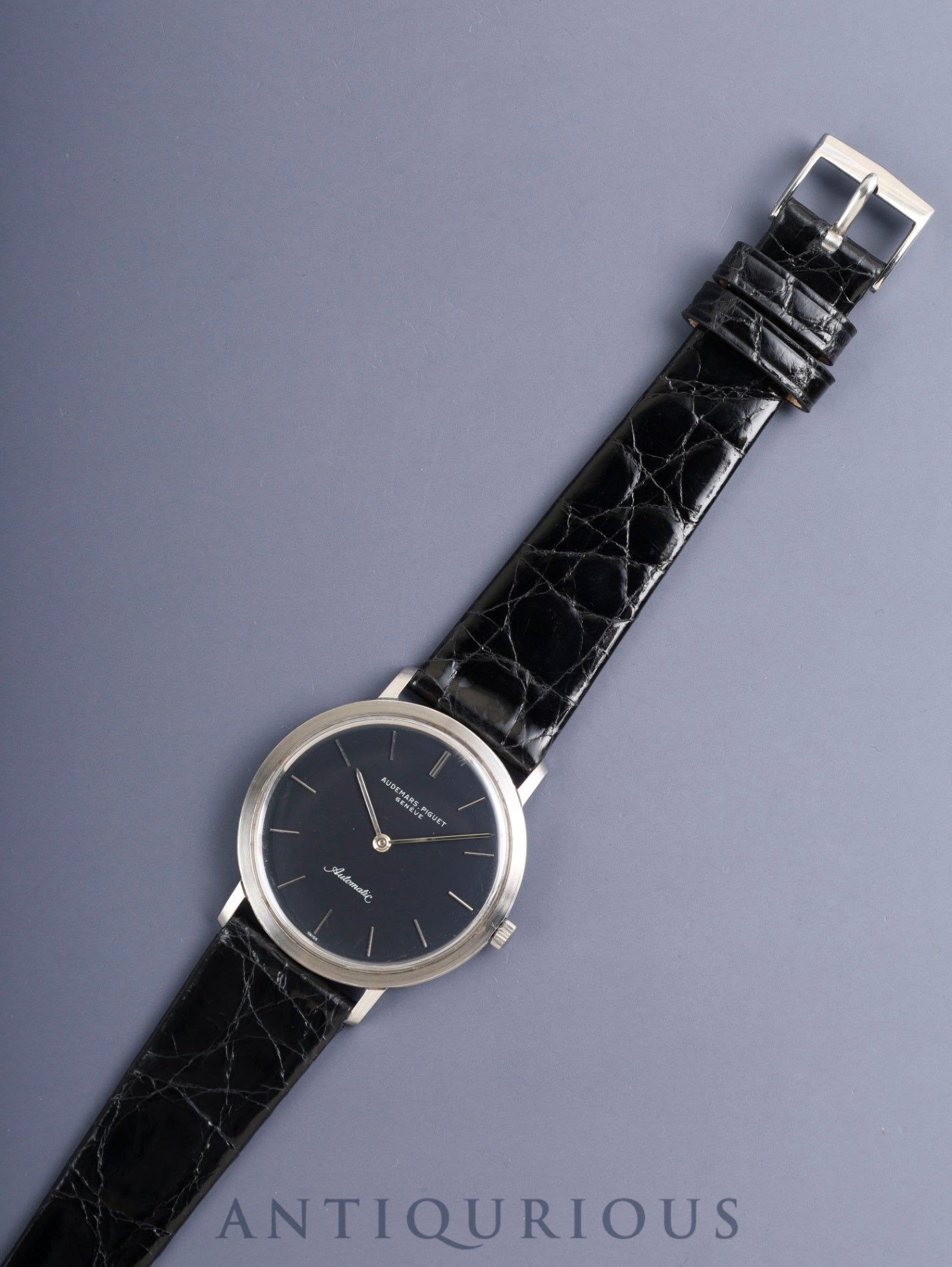 Audemars Piguet Round Automatic Cal.2120 (K2120) SS Leather Original Pin Buckle (SS) Navy Dial (Dot Logo) Overhauled