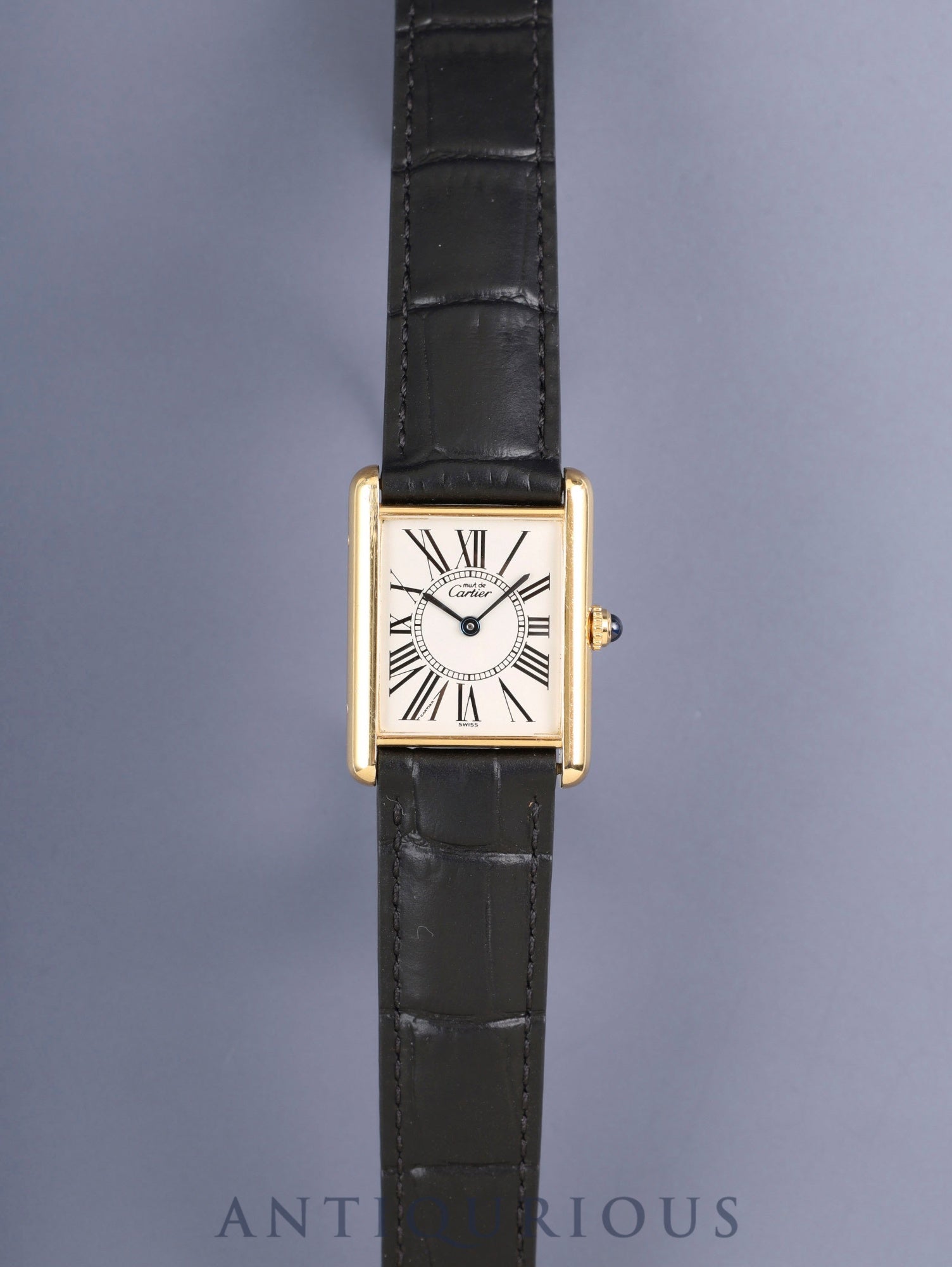 カルティエ マストタンク LM 590005 クォーツ Cal.90 SV925 革 純正Dバックル（GP）オパラン文字盤（SWISS表記）オーバーホール済み