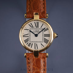 Cartier Must Vendome VLC SM 1851 Quartz Cal.90 SV925 Leather Genuine D-buckle (GP) Opalan dial Overhauled