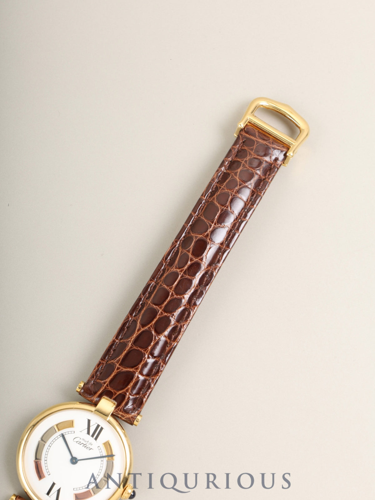 カルティエ マスト ヴァンドーム VLC LM 590003 クォーツ Cal.90 SV925 革 純正Dバックル（GP）サイドトリニティ文字盤（SWISS表記） 箱 冊子 保証書（無記載）純レザーベルト付き オーバホール済み
