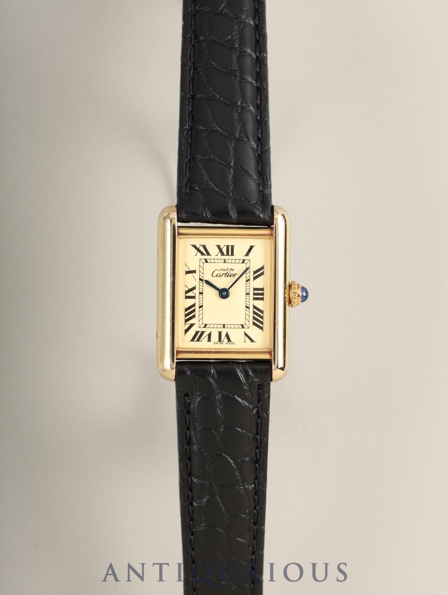 Cartier Must Tank MM W1017354 / 2415 Quartz Cal.057 SV925 Leather Genuine D-buckle (GP) Ivory Roman SWISS MADE Overhauled
