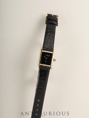 Cartier Must Tank SM 3 Manual Winding SV925 Cal.78-1 / 2512-1 SV925 Leather Genuine Pin Buckle (GP) Onyx Dial (SWISS marking) Overhauled