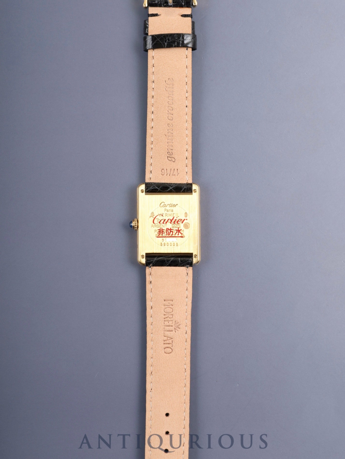 カルティエ マストタンク LM 590005 クォーツ SV925 革 純正ピンバックル（GP）ストレートローマン文字盤（SWISS表記） 箱 カルティエブティックにてコンプリートサービス（フルメンテナンス）済み 新品仕上げ済み