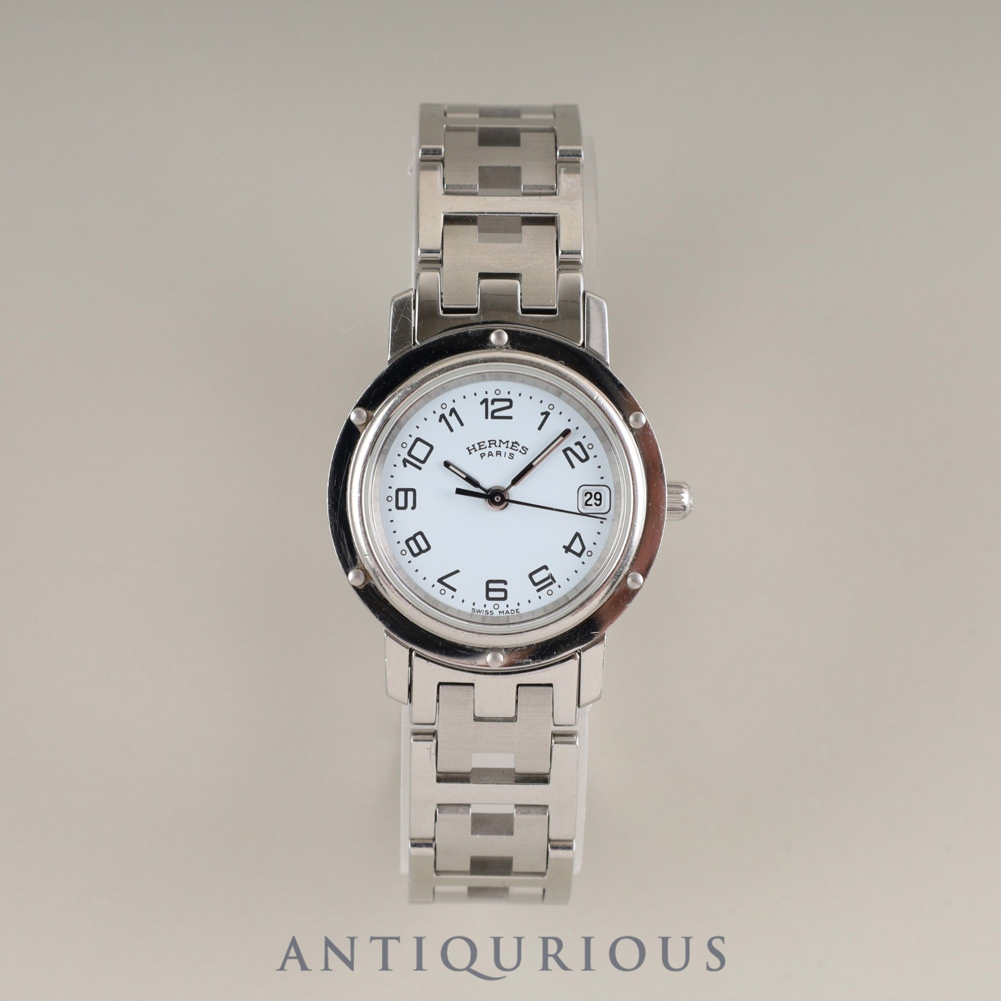 Hermes Clipper CL4.210 Quartz SS SS White Arabic Dial Overhauled