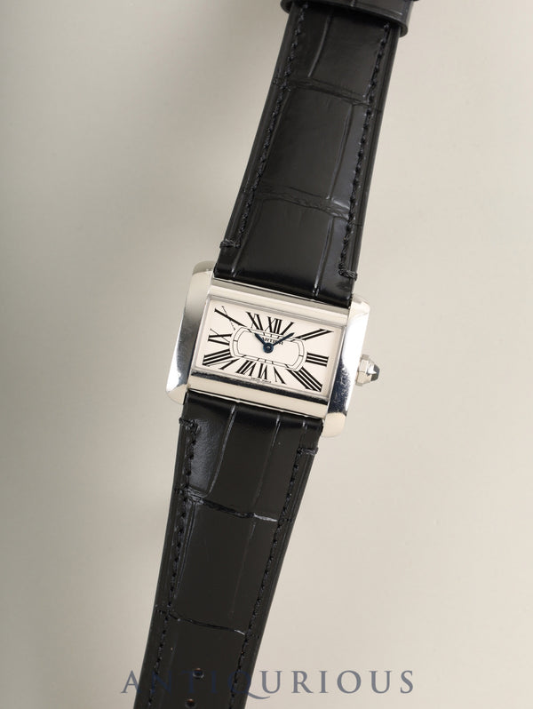 カルティエ タンク ディヴァン ミニ W6300255 / 2599 クォーツ Cal.157 SS 革 社外ピンバックル（SS）シルバーローマン文字盤 オーバーホール済み