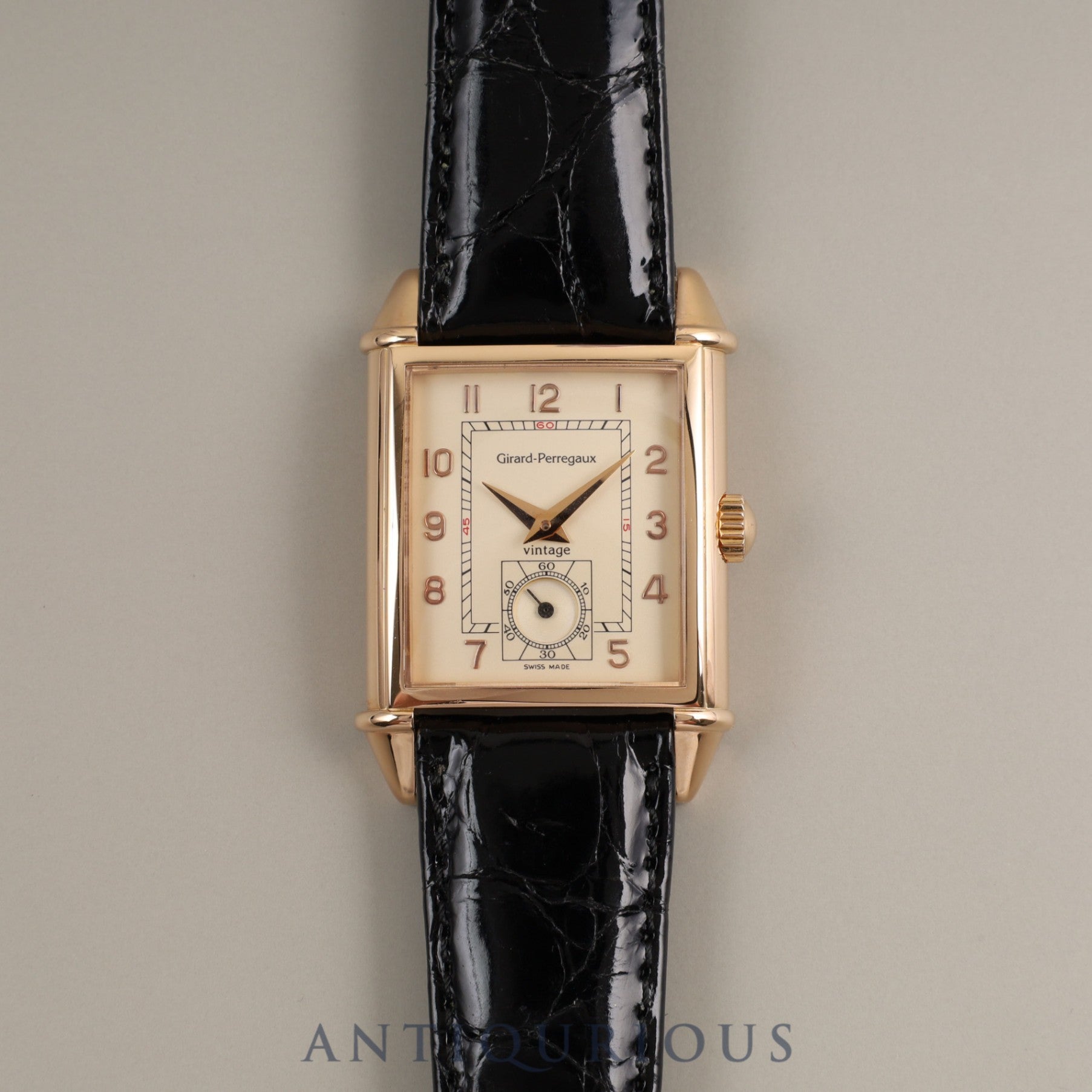 GIRARD-PERREGAUX ジラールぺルゴ VINTAGE 1945 ヴィンテージ 1945 2595 手巻き Cal.2300-569 PG 革 シャンパン文字盤 保証書（1995年）