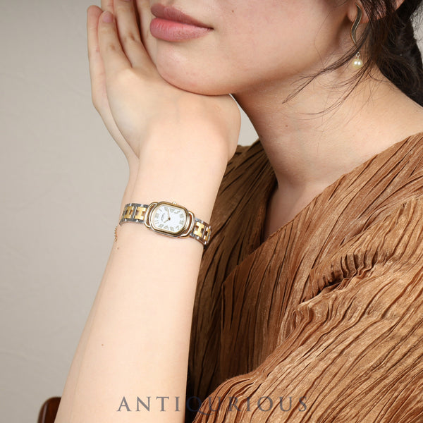 エルメス ラリー RA1.240 クォーツ Cal.976.001 SS/GP SS/GP ホワイト文字盤 オーバーホール済み