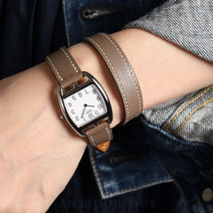 Hermes Cape Cod Tonneau CT1.210 Quartz Cal.- SS Leather White Dial Box Warranty (2017)