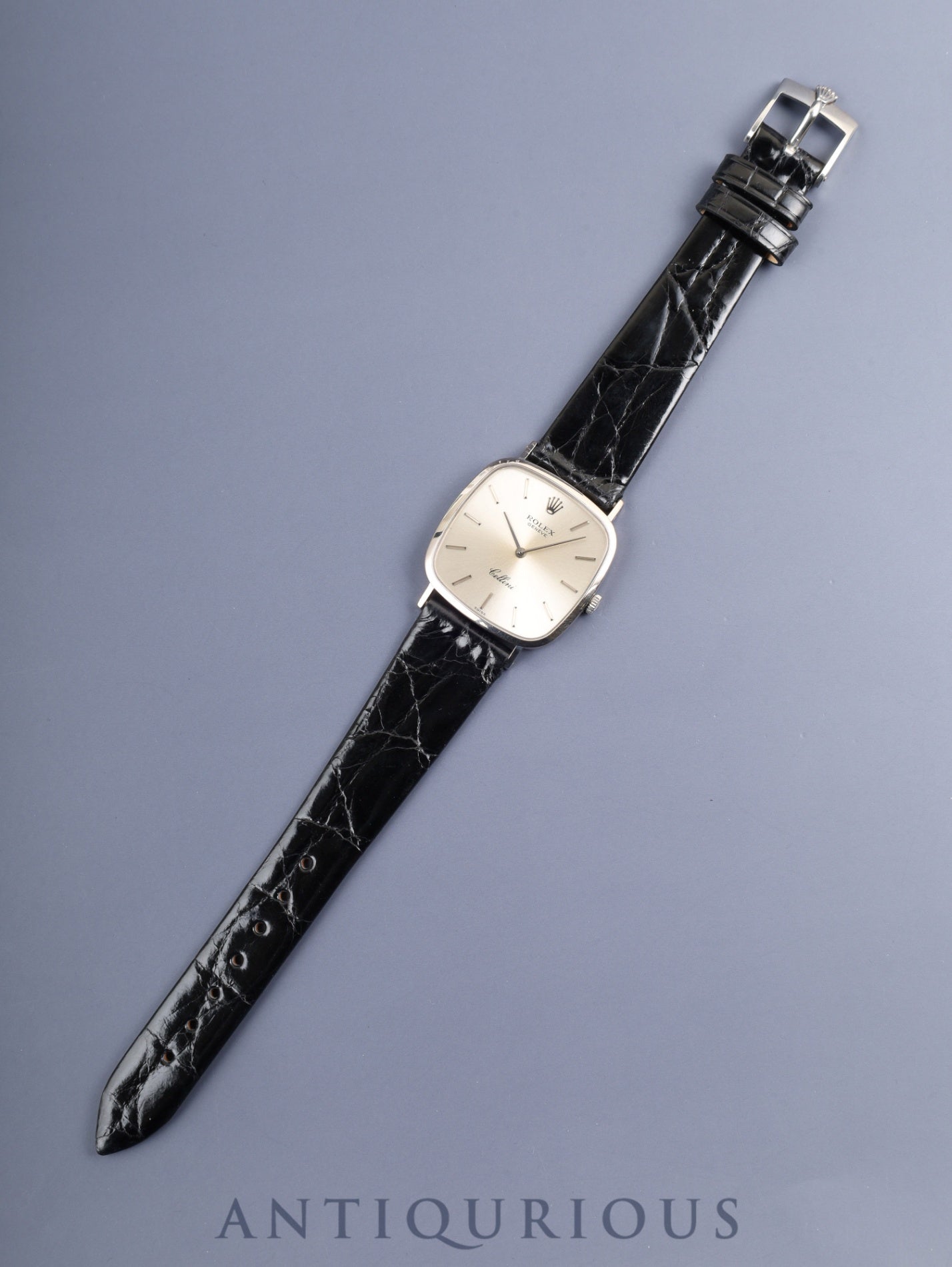 ロレックス チェリーニ 4114 手巻き Cal.1600 革 750WG 純正ピンバックル（SS）シルバー文字盤 42番台（1974年） オーバーホール済み