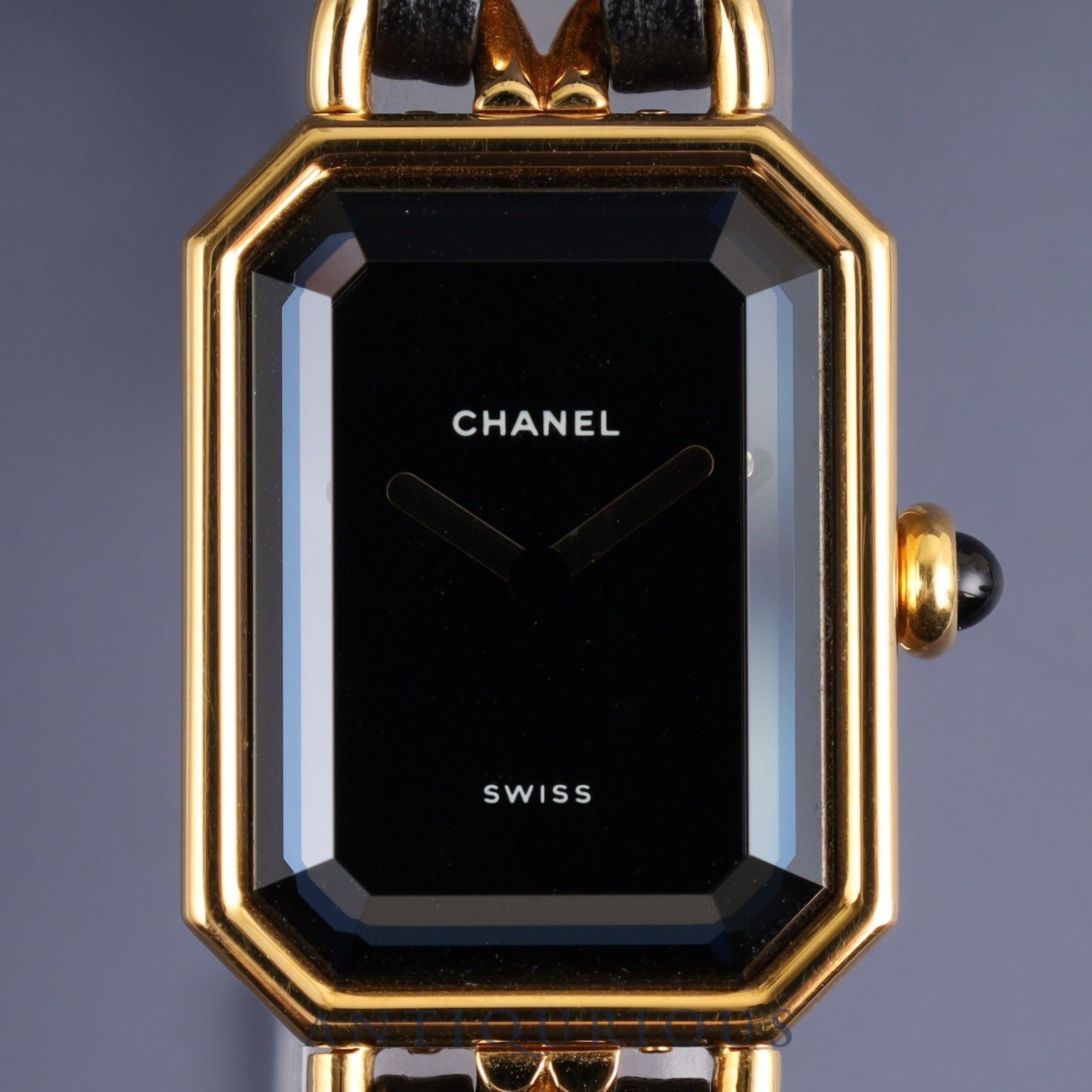 Chanel Premiere L H0001 Quartz Cal.976.001 GP GP/Leather Black Dial Overhauled