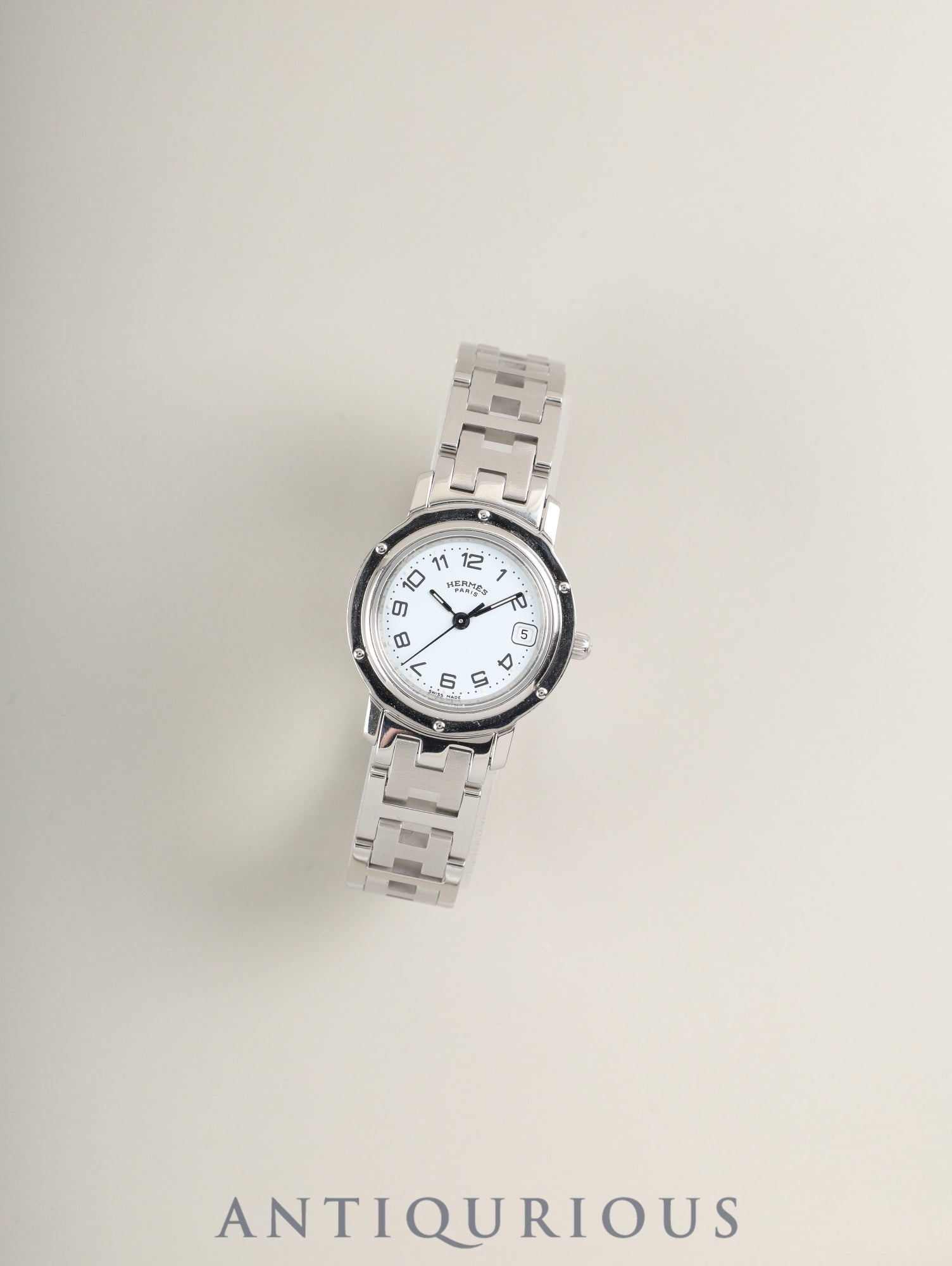 エルメス クリッパー CL4.210 クォーツ SS SS ホワイト文字盤 箱 冊子