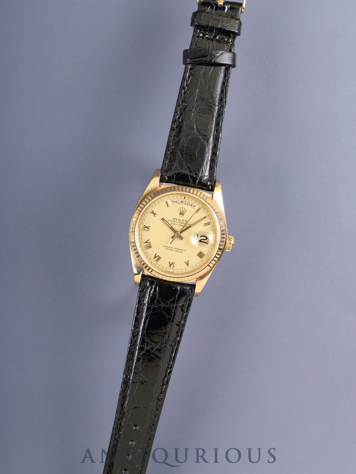 Rolex Day-Date 18038 Automatic Cal.3055 750YG Leather Original Pin Buckle (GP) Champagne Dial 62-series (1979) Overhauled