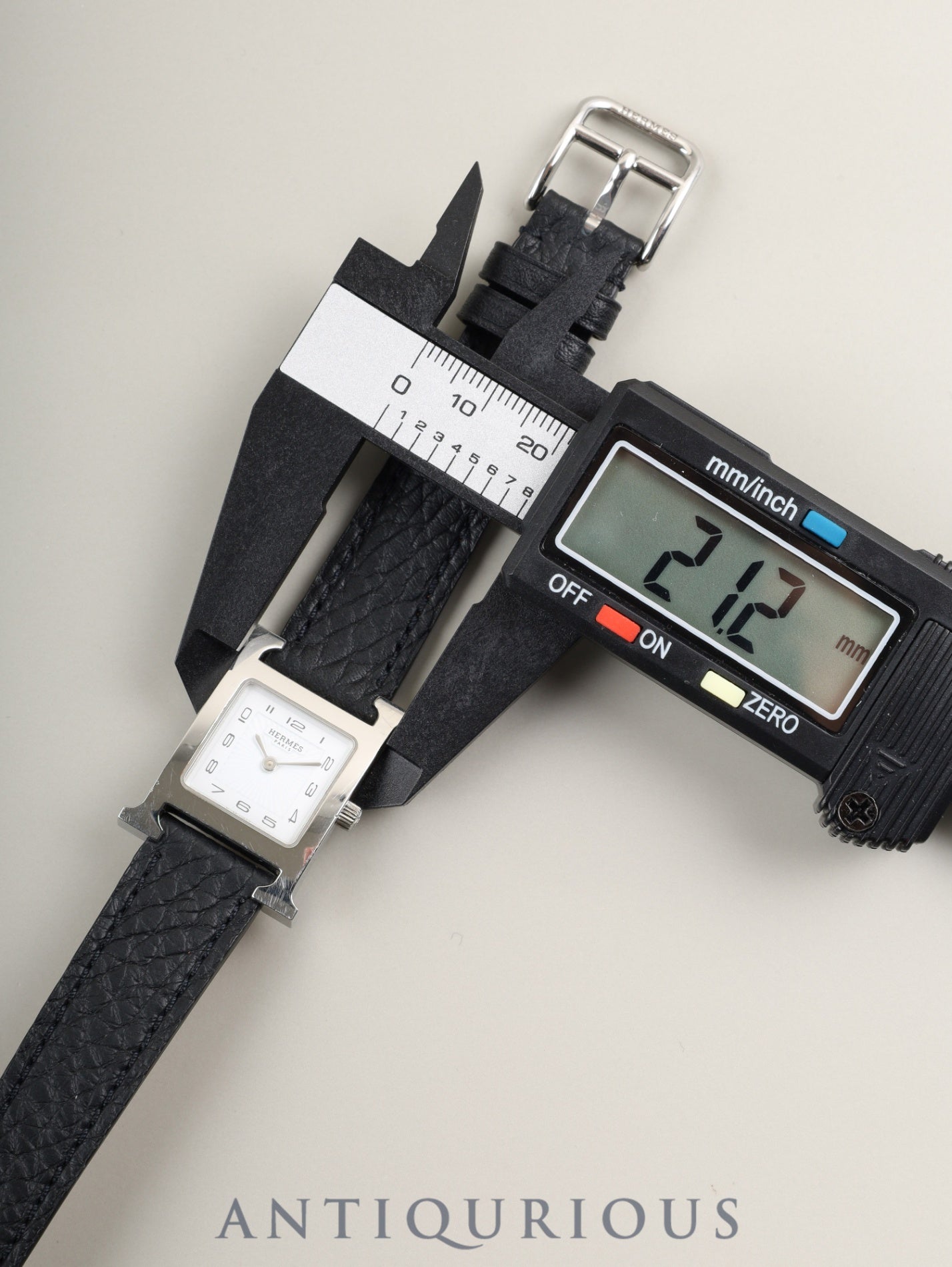 エルメス Hウォッチ HH1.210 クォーツ SS 革 純正尾錠（SS） ホワイト文字盤 純正革ベルト（□P刻印：2012年） オーバーホール済み