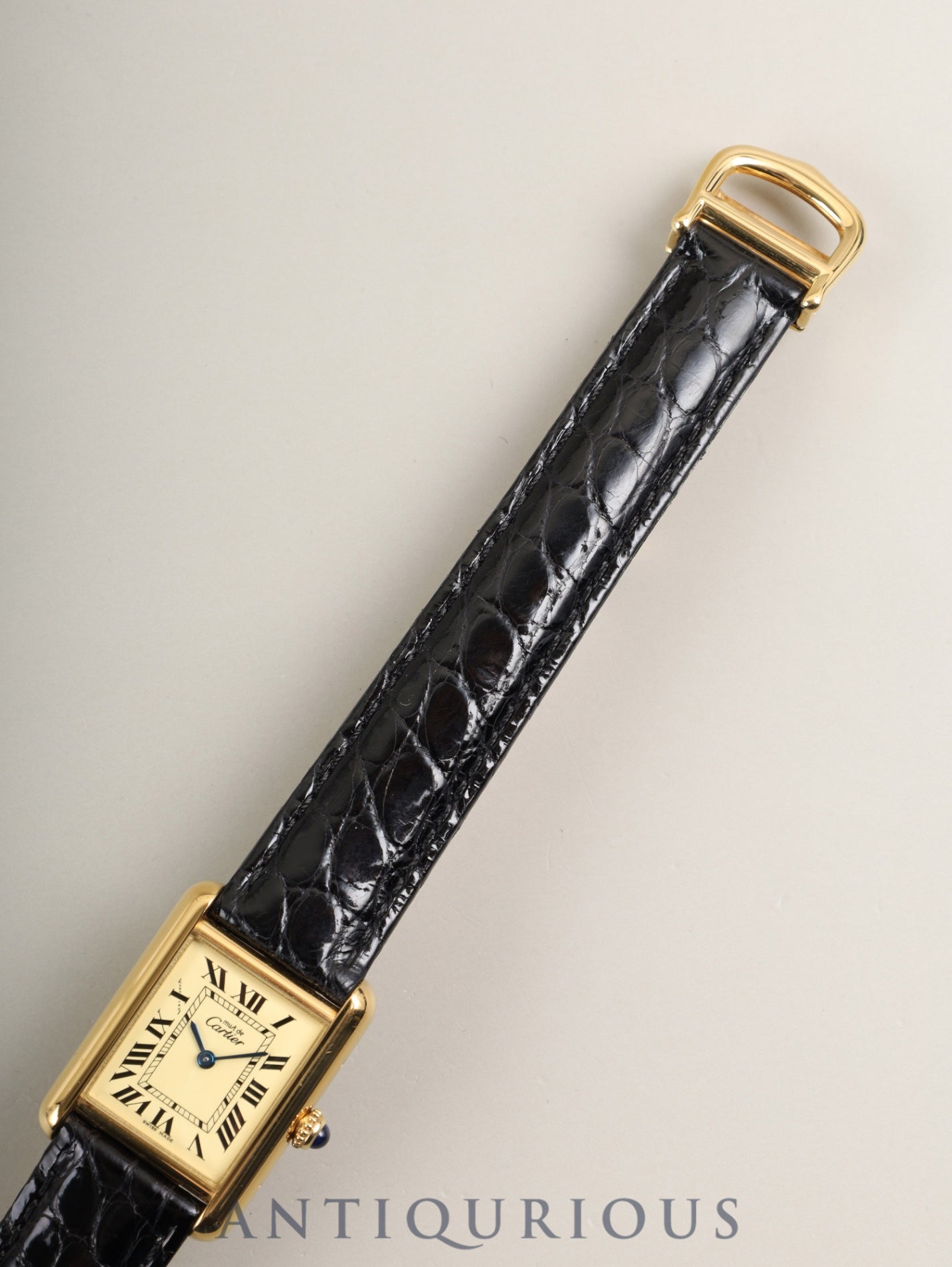Cartier Must Tank MM W1017354 / 2415 Quartz Cal.057 SV925 Leather Genuine D-Buckle (GP) Ivory Roman (SWISS MADE marking) Overhauled