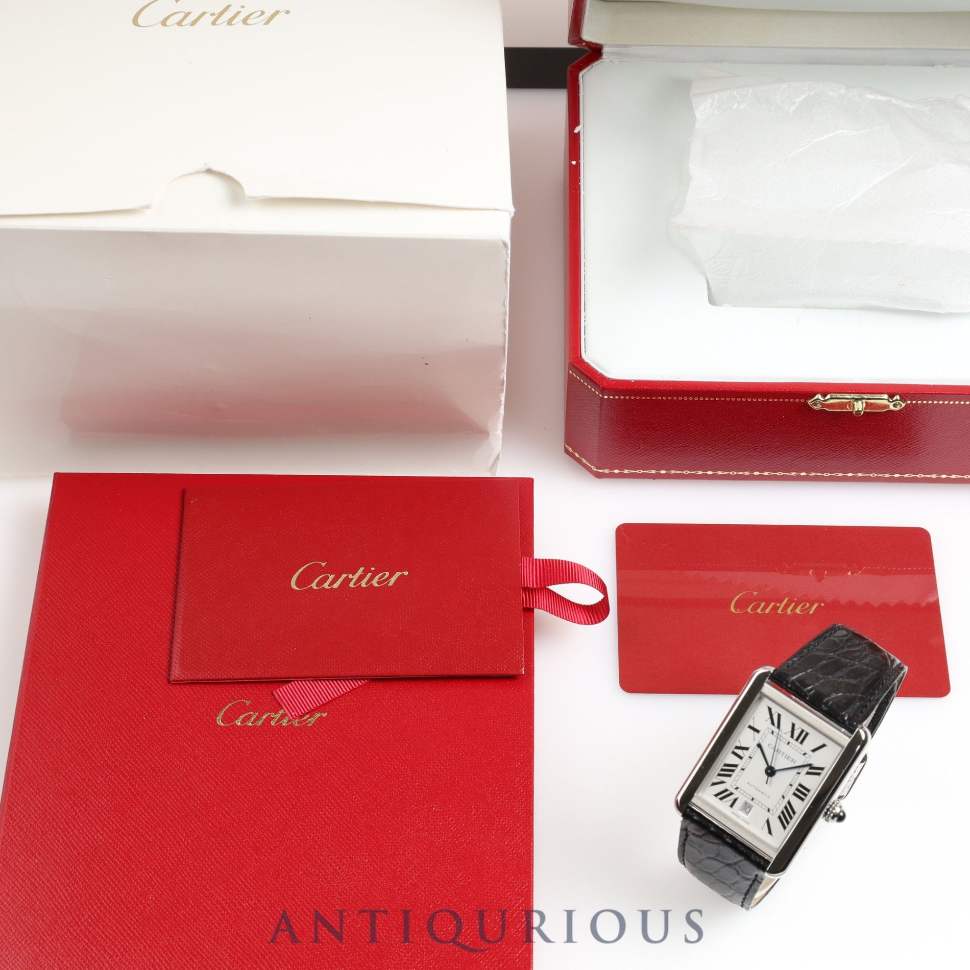 CARTIER カルティエ タンクソロ XL W5200027 自動巻き SS 純正革ベルト 純正バックル シルバー文字盤 箱 保証書 2017年