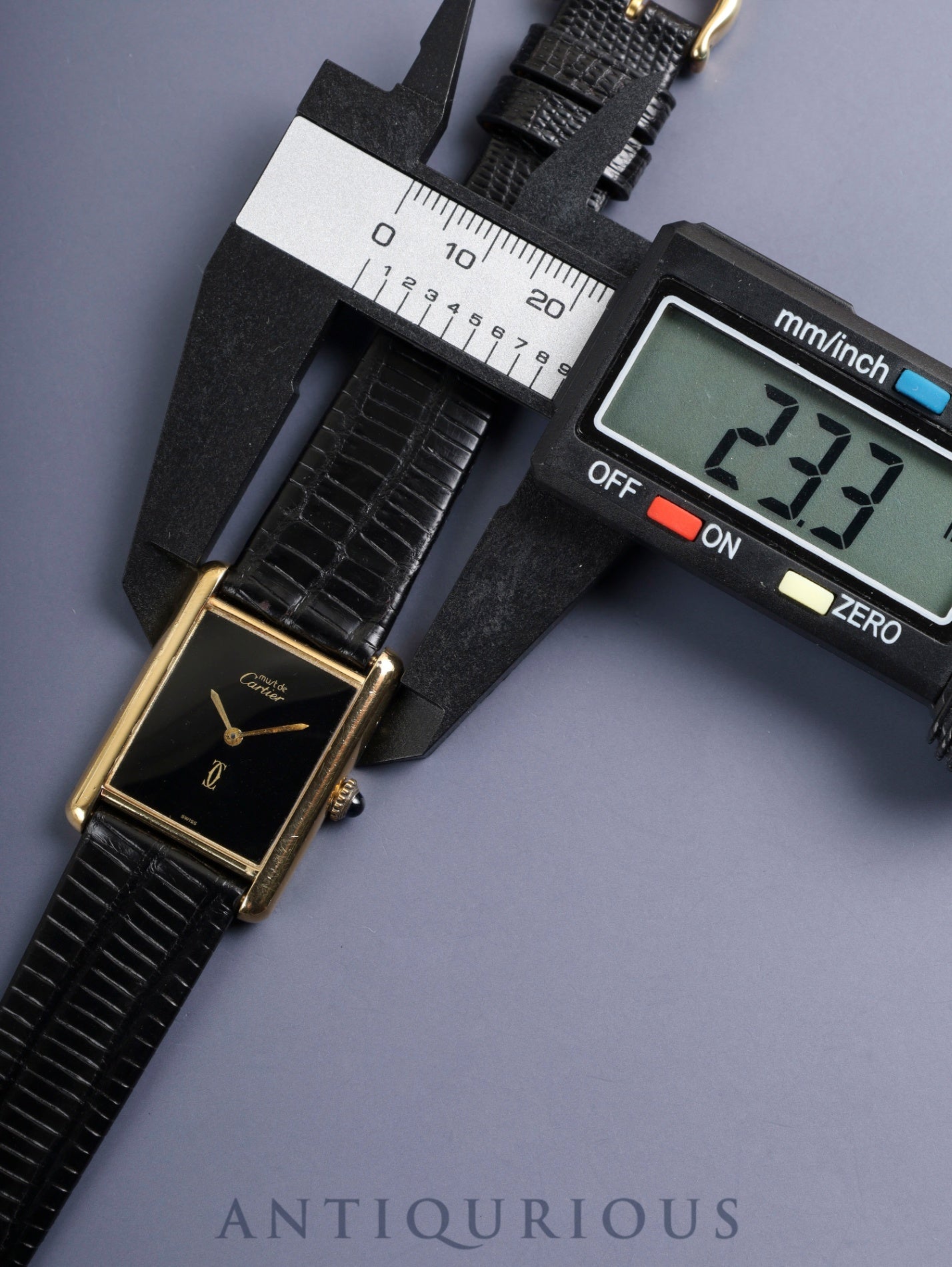 カルティエ マストタンク LM 手巻き Cal.78-1 SV925 革 純正ピンバックル（GP）オニキス文字盤（SWISS表記） オーバーホール済み