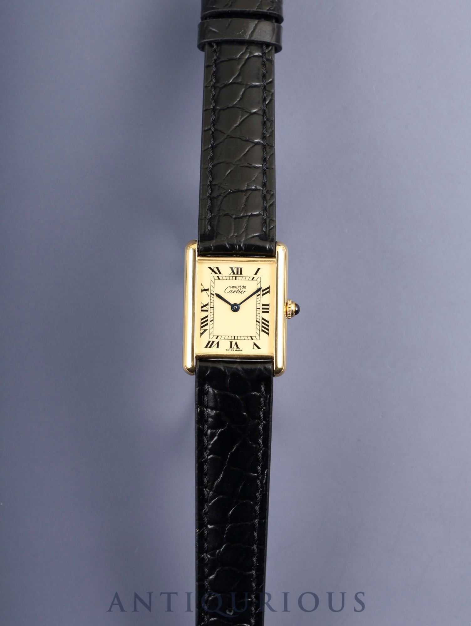 カルティエ マストタンク LM W1002753 / 590005 クォーツ Cal.069 SV925 革 純正ピンバックル（GP）アイボリーローマン文字盤 （SWISS MADE表記）箱 保証書（日付無記載）オーバーホール済み