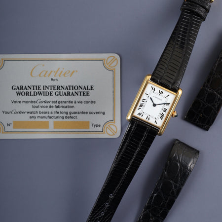 カルティエ タンクルイカルティエ LM 7808 手巻き Cal.ETA2512-1 / 78-1 750YG  純正尾錠（GP）ホワイトローマンPARIS文字盤 保証書 オーバーホール済み