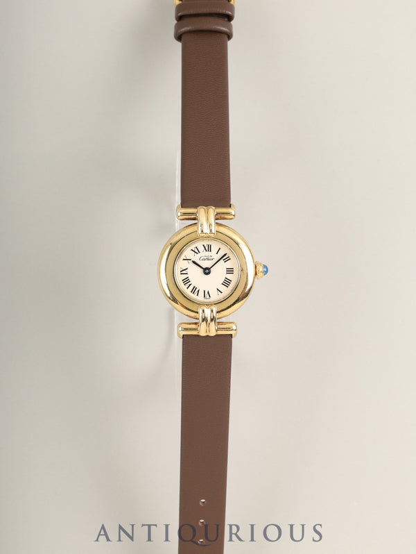 カルティエ マストコリゼ 590002 クォーツ Cal.90 SV925 革 純正ピンバックル（GP） アイボリーローマン文字盤 1980年代半ば〜1994年頃 オーバーホール済み