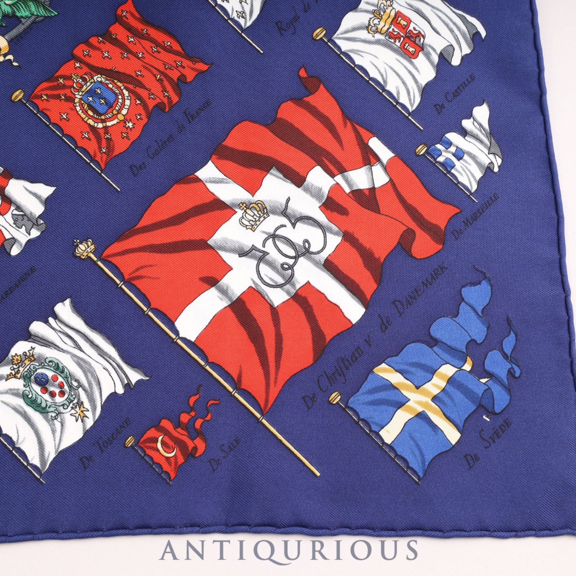 Hermes Scarf Carre 45 PAVOIS Ship's Flag SILK100%