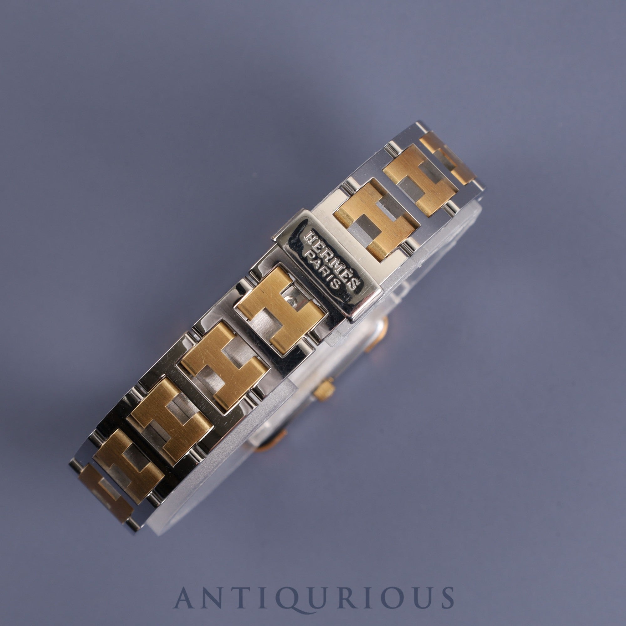 Hermes Cloajour CR1. 220 Quartz Cal.976.001 SS/GP Gold Dial Warranty (2000) Box Overhauled