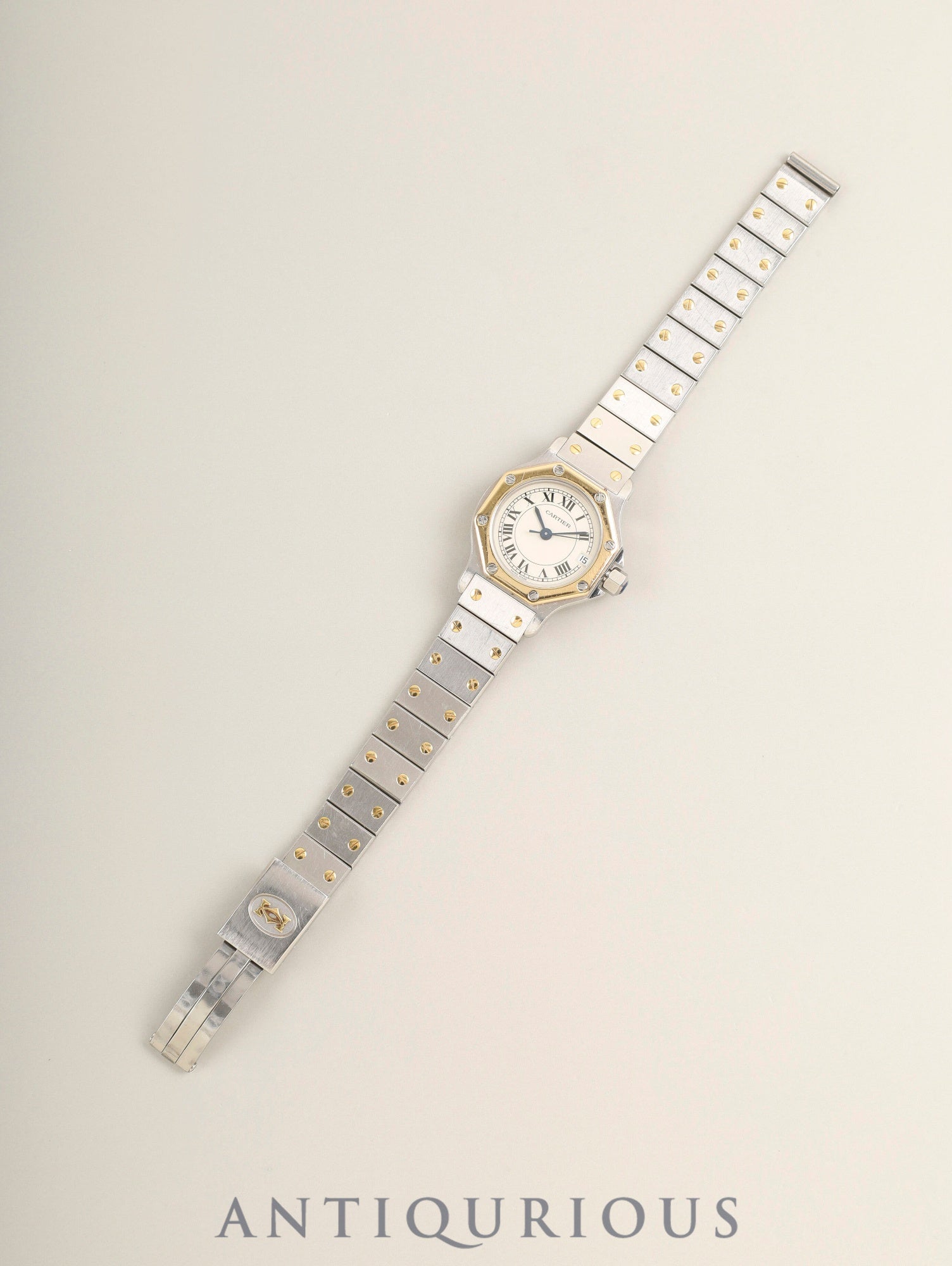 カルティエ サントス オクタゴン SM W2001683 / 187903 クォーツ SS/YG SS/YG アイボリーローマン文字盤（SWISS MADE表記）箱 冊子 保証書（1989年）タグ カルティエブティックにてコンプリートサービス（フルメンテナンス）済み
