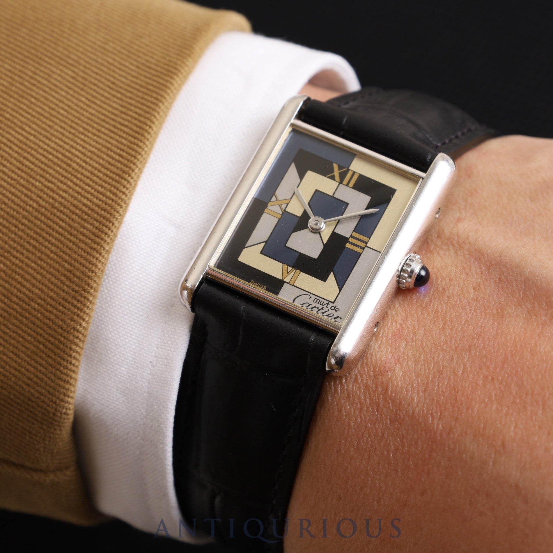 Cartier Must Tank LM 1616 Quartz Cal.90 SV925 Leather Genuine D Buckle (SS) Art Deco Dial Limited to 1000 pieces Overhauled