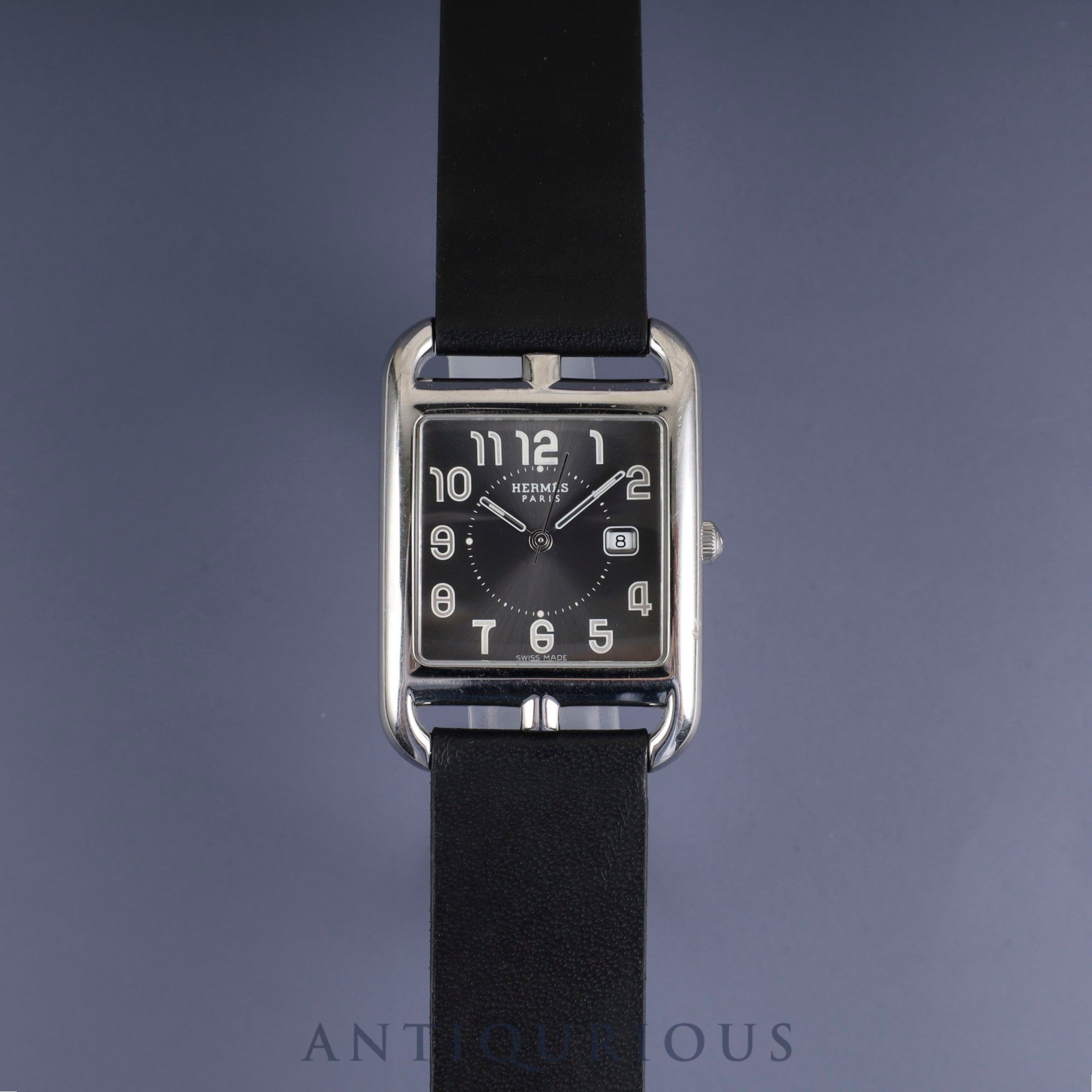 Hermes Cape Cod CC2.710 Quartz SS Leather Genuine Buckle (SS) Grey Dial Overhauled