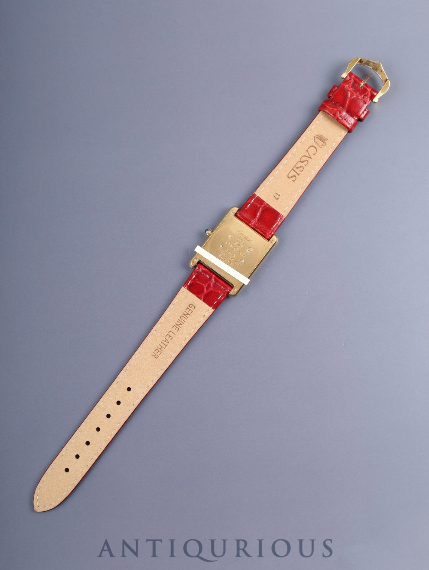 カルティエ マストタンク LM 6 81006 クォーツ Cal.81 SV925 革 純正ピンバックル（GP）ガーネットクロワゾネ文字盤（SWISS表記）箱 タグ オーバーホール済み