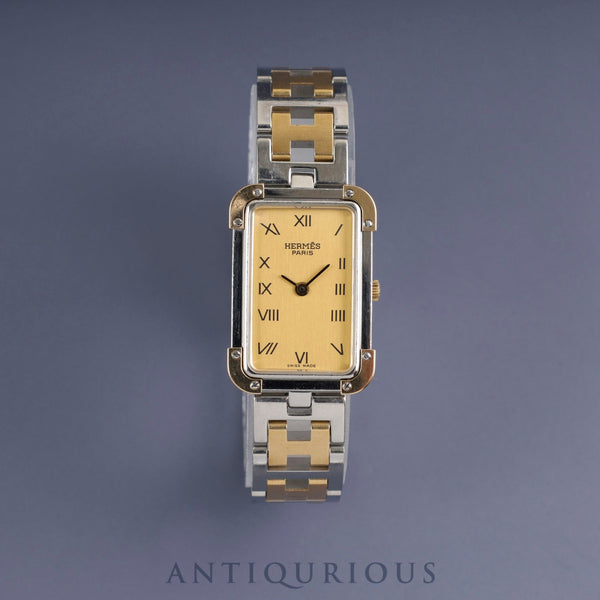 エルメス クロアジュール CR1.220 クォーツ Cal.976.001 SS/GP SS/GP ゴールド文字盤 オーバーホール済み