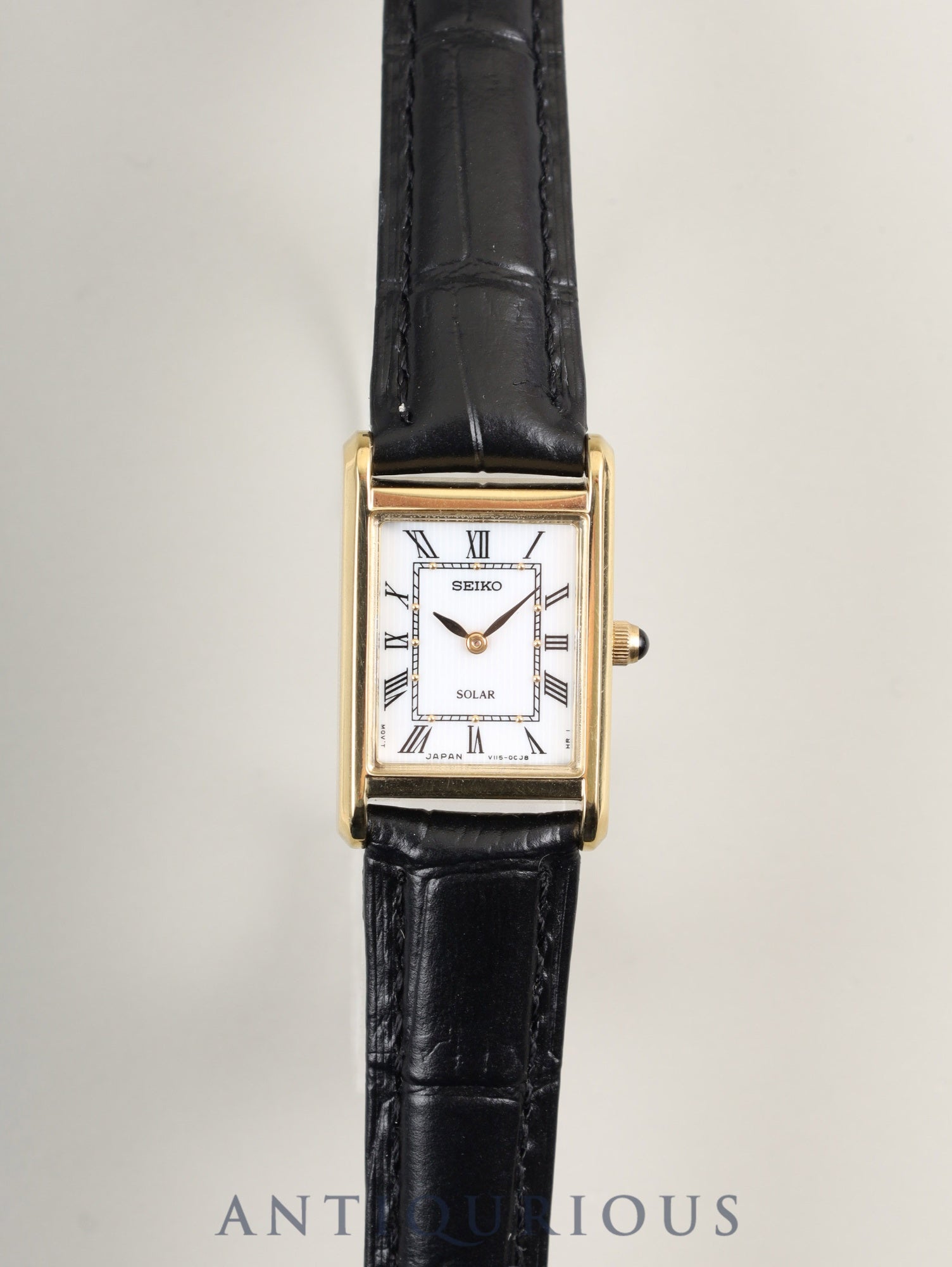 Seiko SUP250P/V115-0BD0 North American Exclusive Import Model, Solar, GP/SS Leather, Genuine GP Buckle, White Roman Dial, Overhauled