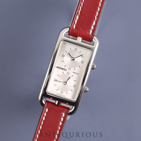 HERMES CAPE COD DO TONNEAU CC3-210 Quartz Cal.ETA E01001 SS Leather Genuine Leather Strap Genuine Buckle (SS) Silver Dial 2004 Overhauled