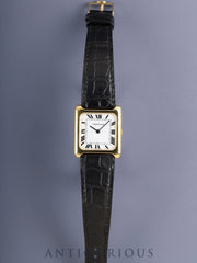 ジャガー・ルクルト スクエアケース 9117.21 手巻き 750YG 革 純正尾錠（GP）ホワイトローマン文字盤 オーバーホール済み