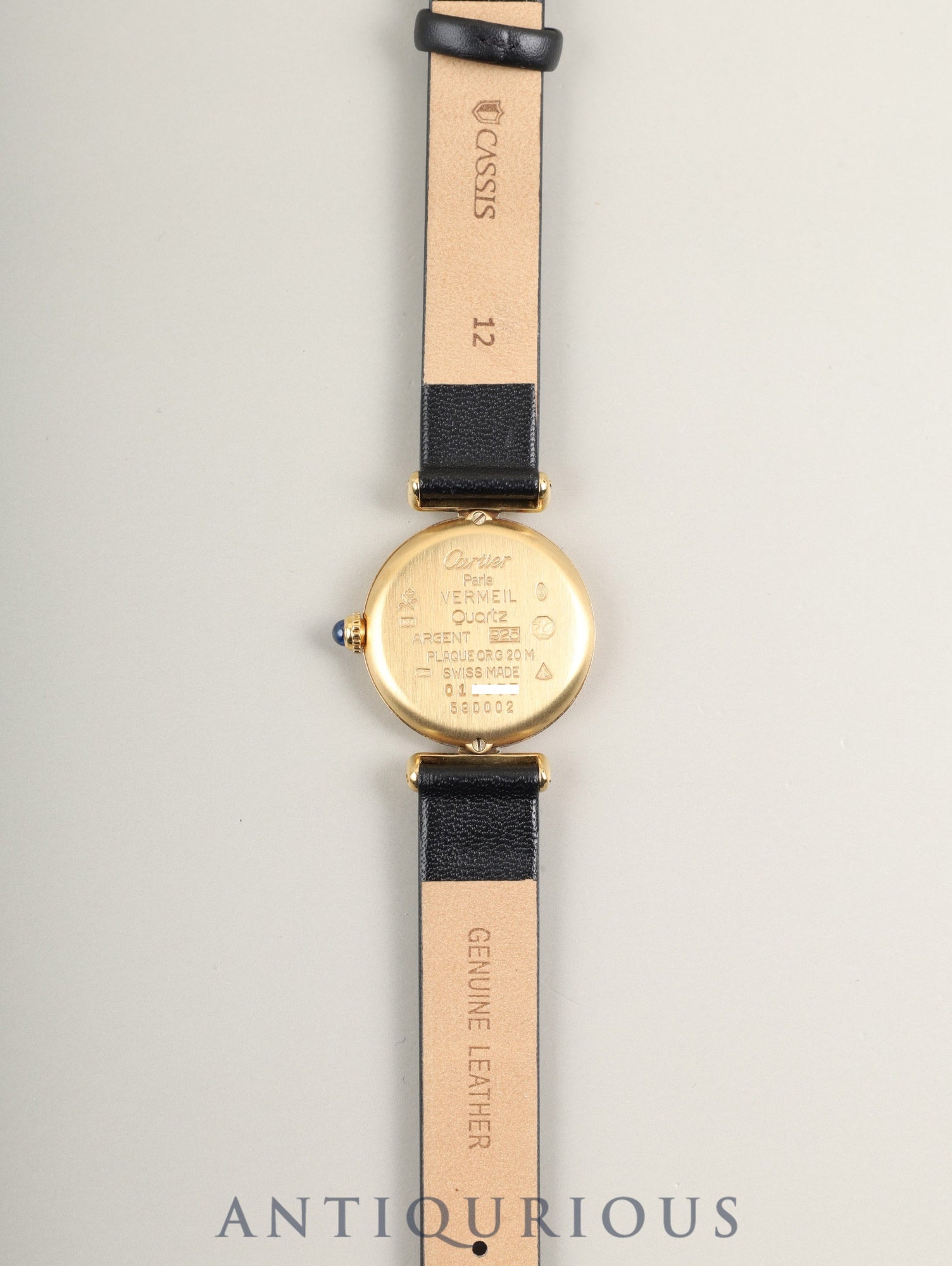 カルティエ マストコリゼ 590002 クォーツ Cal.90 SV925 革 純正ピンバックル（GP） アイボリーローマン文字盤 オーバーホール済み