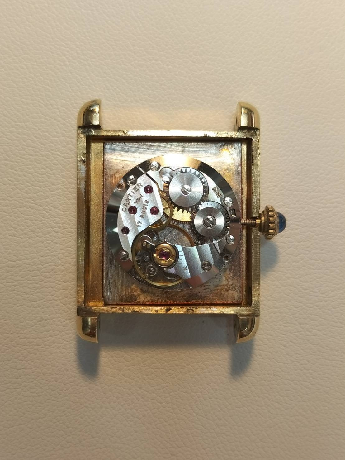 カルティエ マストタンク LM 6 手巻き Cal.78-1 SV925 革 純正ピンバックル（GP）コーラル文字盤（SWISS表記） オーバーホール済み