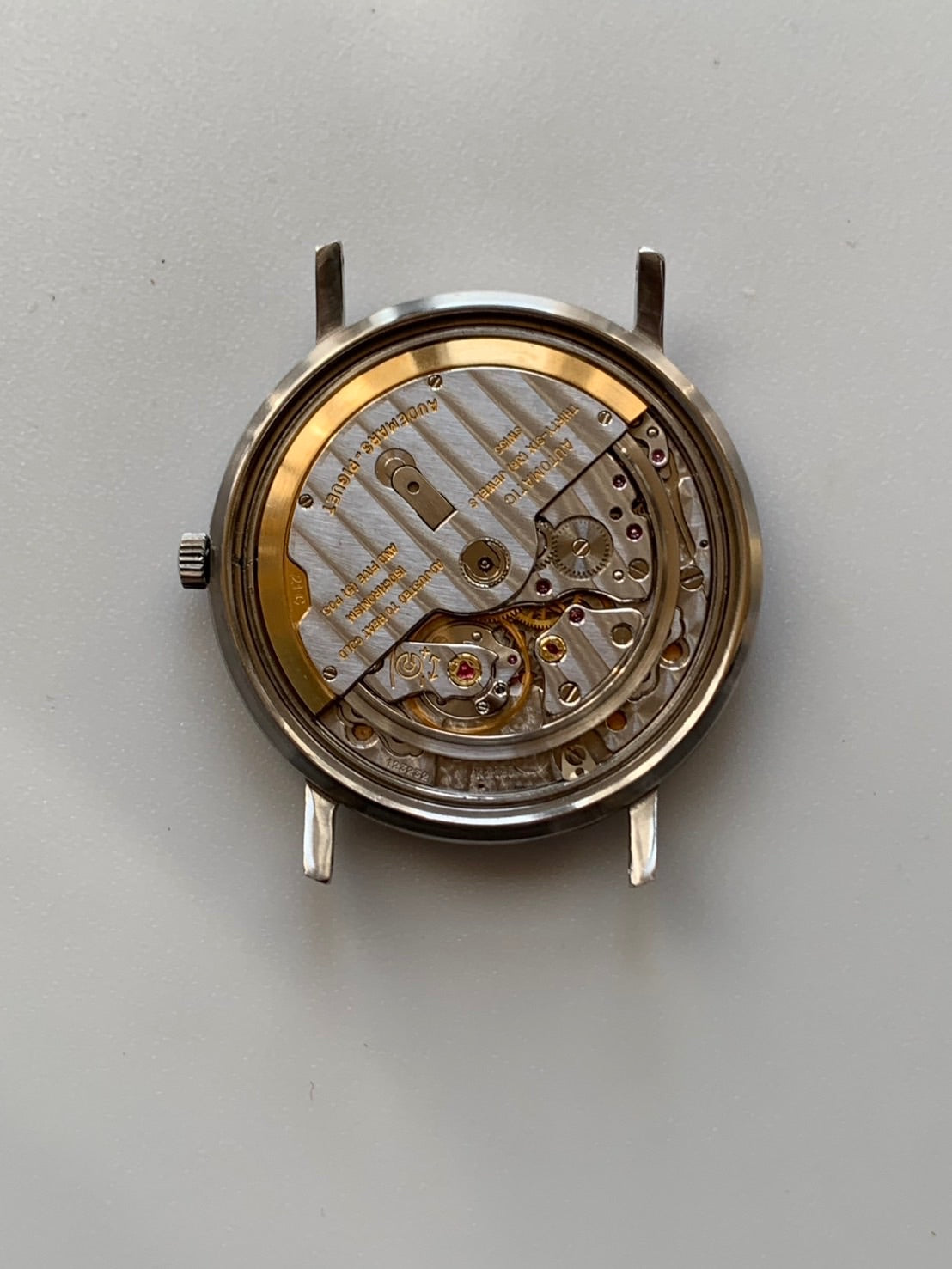 Audemars Piguet Round Automatic Cal.2120 (K2120) SS Leather Original Pin Buckle (SS) Navy Dial (Dot Logo) Overhauled