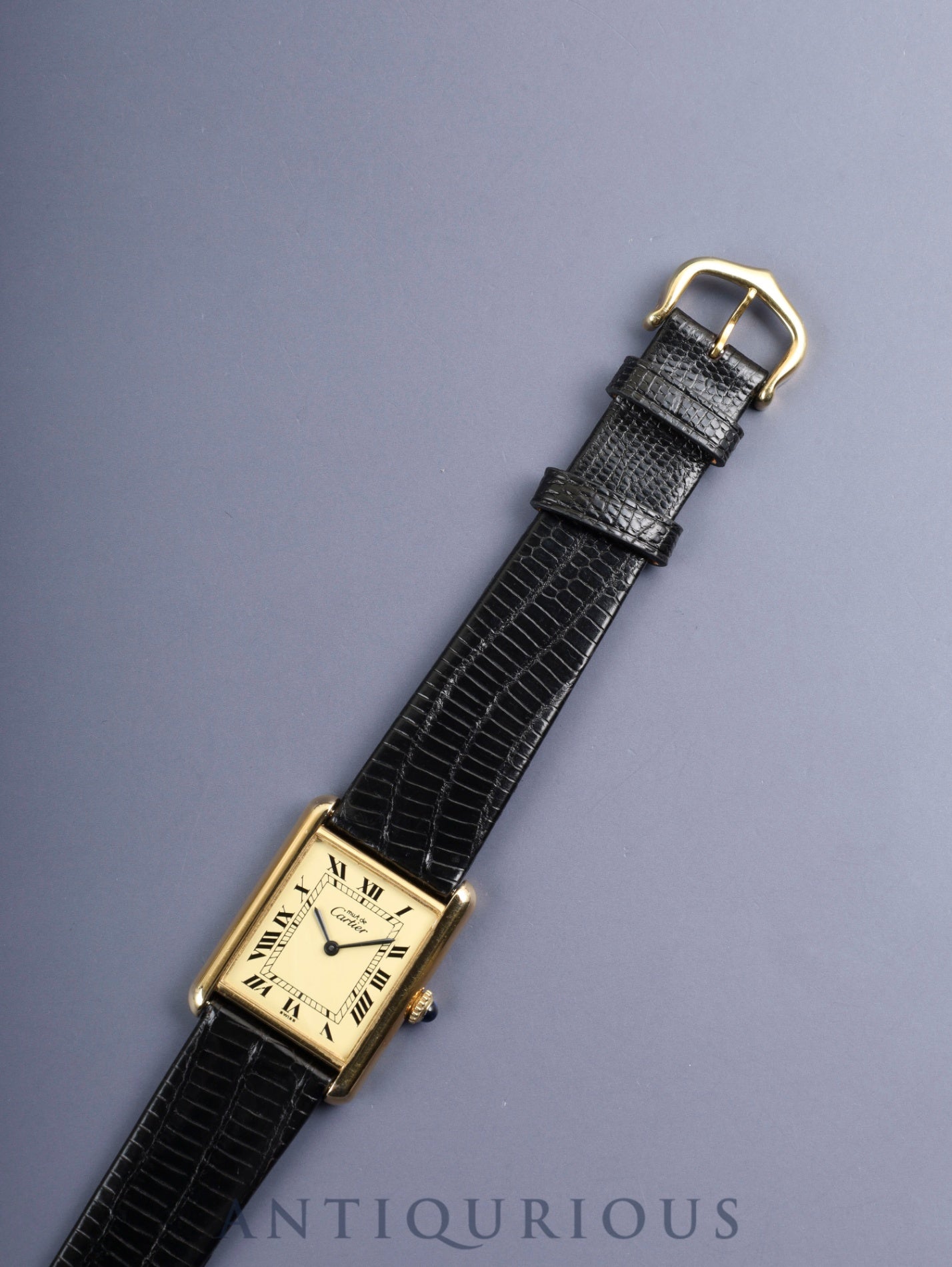 カルティエ マストタンク LM 手巻き Cal.78-1 SV925 革 純正ピンバックル（GP）アイボリーローマン文字盤（SWISS表記） オーバーホール済み