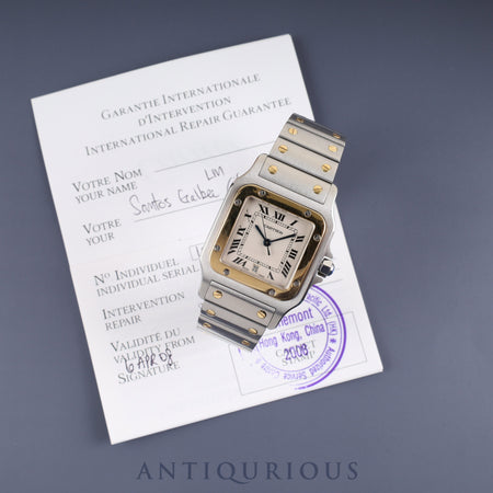 Cartier Santos Galbee LM W20011C4 / 1566 Quartz Cal.687 SS/YG SS/YG Ivory Roman Dial International Repair Certificate Overhauled
