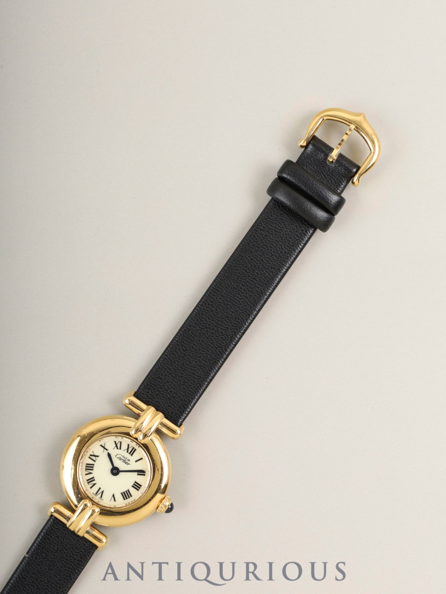 Cartier Must Colisee 590002 Quartz SV925 Leather Original Pin Buckle (GP) Ivory Roman Dial Box Complete service done at a Cartier boutique