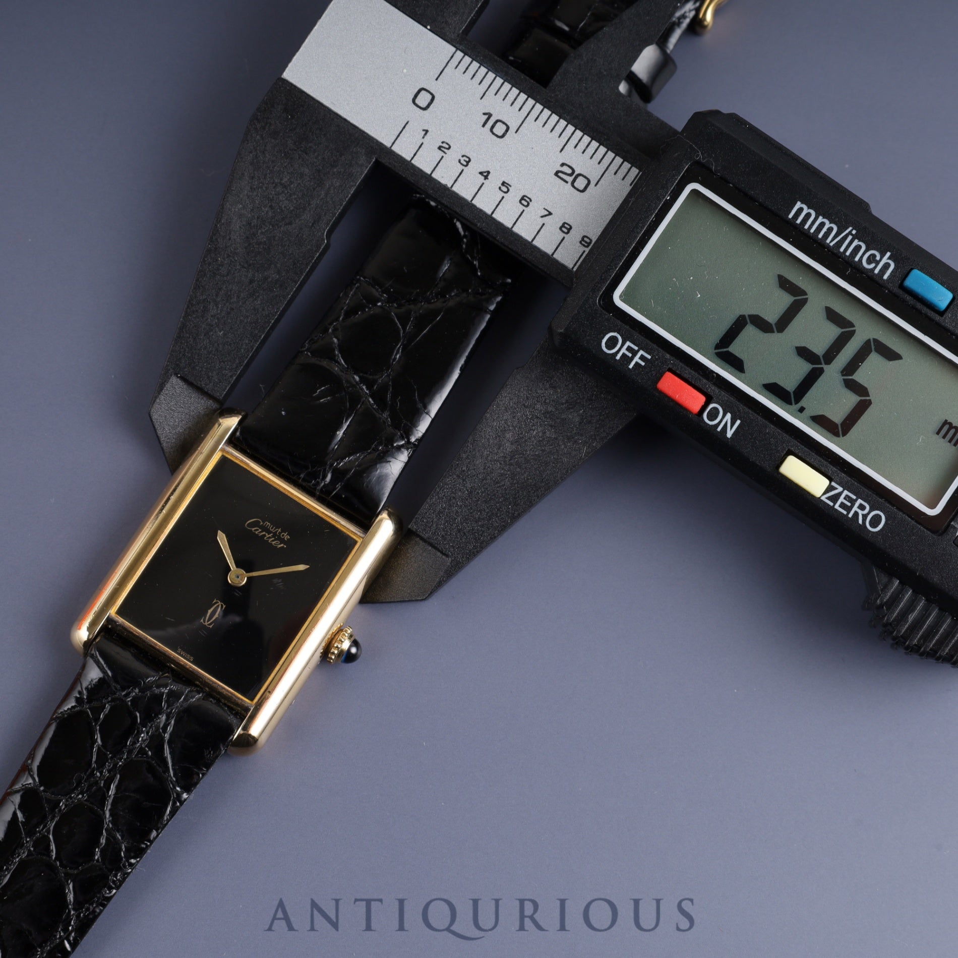 Cartier Must Tank LM Manual winding Cal.78-1 SV925 Leather Genuine buckle (GP) Onyx dial Overhauled