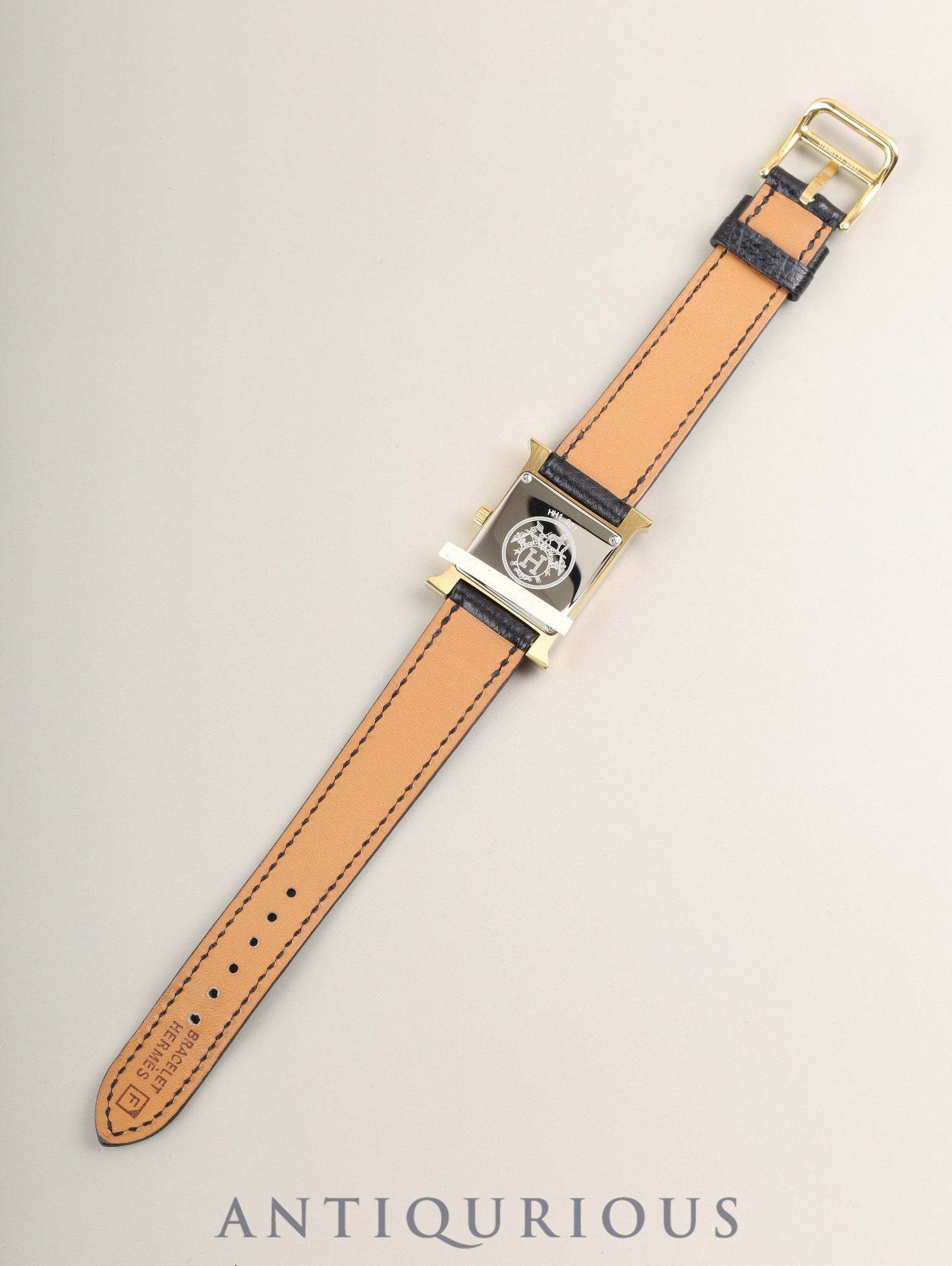 エルメス Hウォッチ HH1.201 クォーツ Cal.100.106 SS 純正革ベルト（□F刻印：2002年）純正ピンバックル（SS）ホワイト文字盤アラビア（SWISS MADE表記）箱 冊子 保証書（2003年）オーバーホール済み