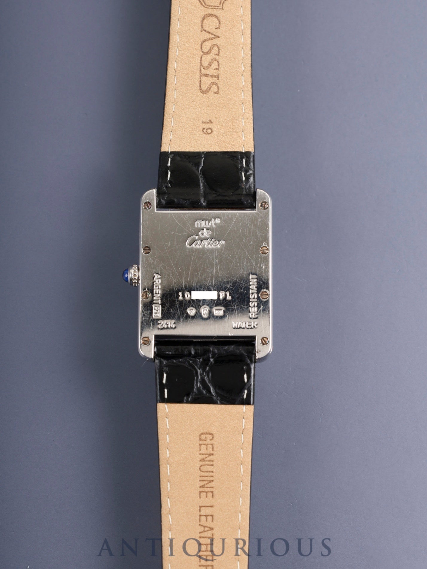 Cartier Must Tank GM (XL) 2414 Quartz Movement, SV925 Leather, Genuine Pin Buckle (Stainless Steel), White Roman Dial (SWISS MADE Marking), Completely Serviced at a Cartier Boutique