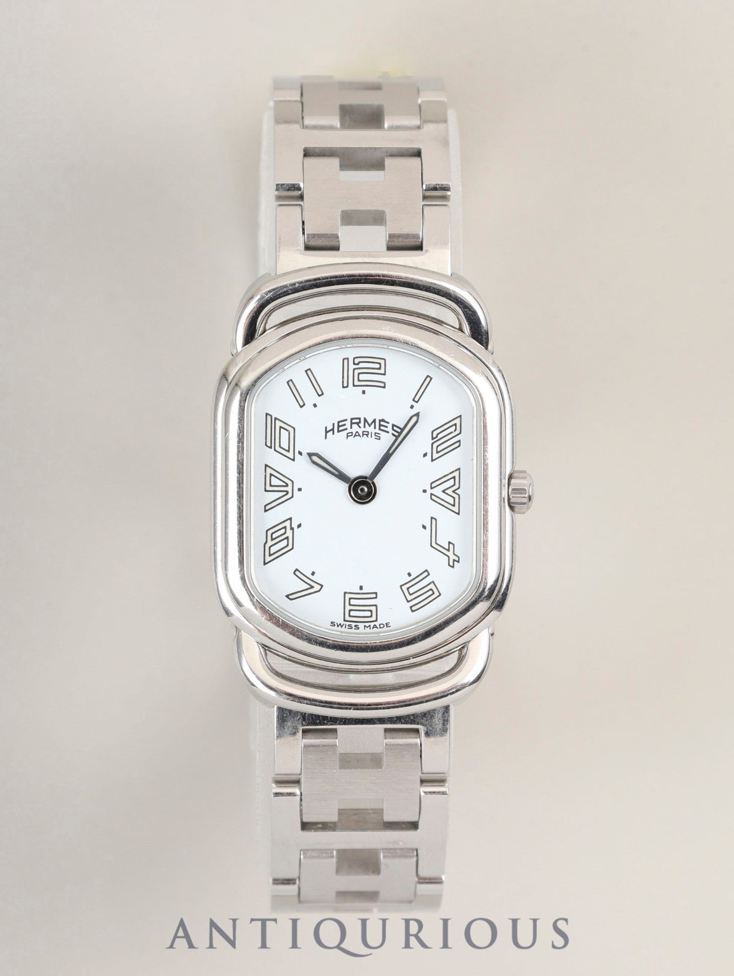 エルメス ラリー RA1.210 クォーツ Cal.976.001 SS SS ホワイト文字盤 箱 オーバーホール済み
