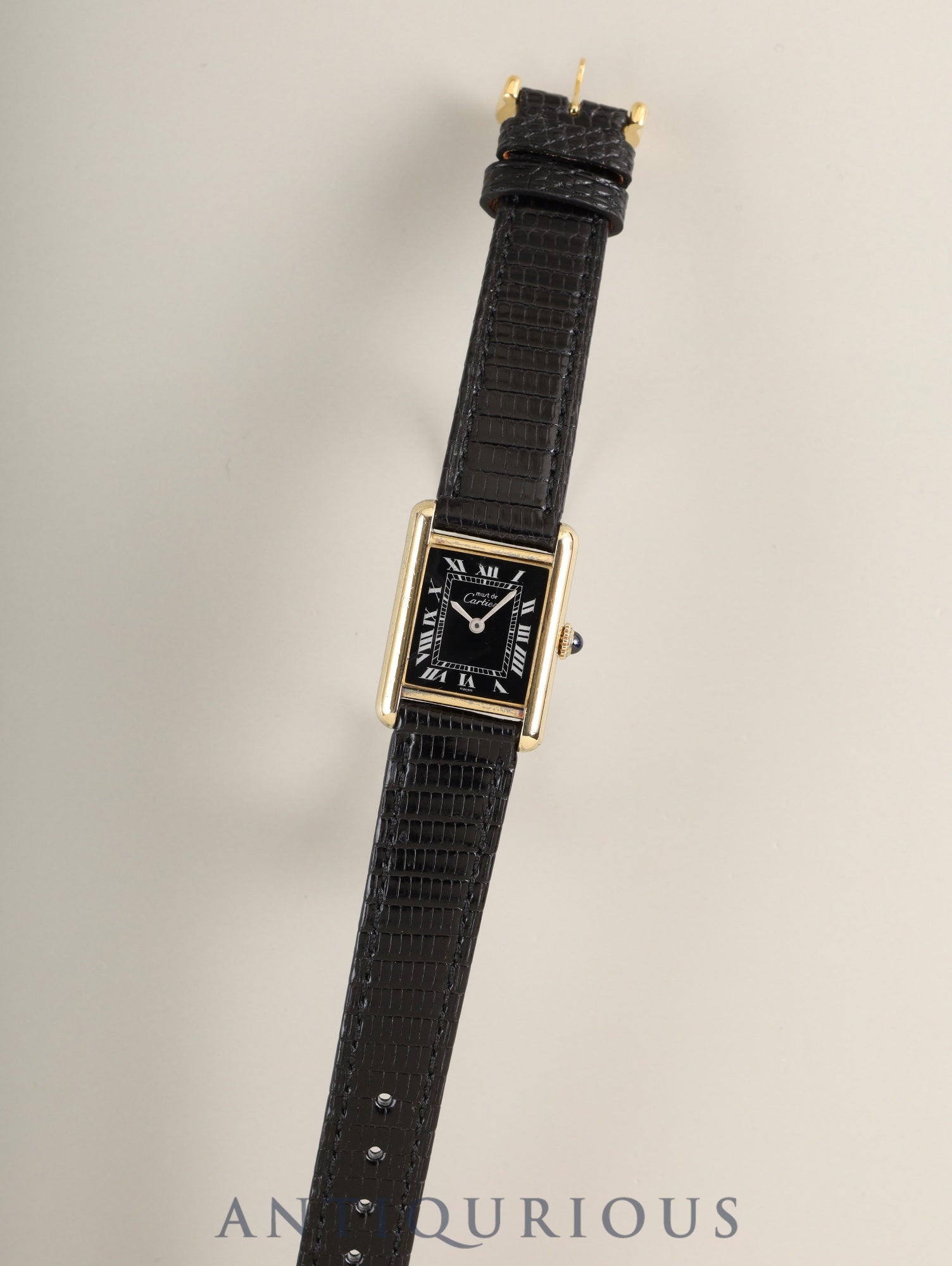 Cartier 手巻き時計 ブラックレザー カルティエの腕時計（CARTIER）| 東京銀座のヴィンテージドレス