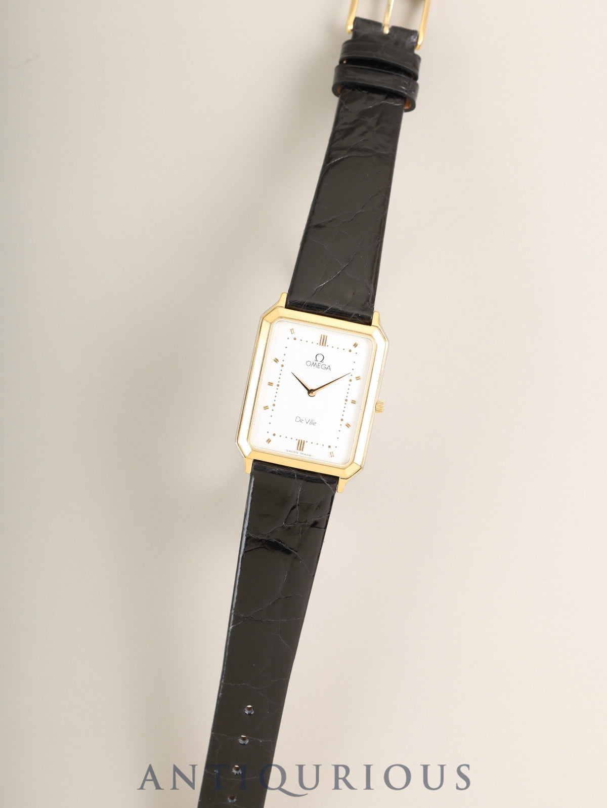 オメガ デ・ヴィル 195.0050 クォーツ Cal.1378 SS/GP 革 純正ピンバックル（GP）ホワイト文字盤（SWISS MADE表記）箱 保証書（無記載）純正レザーベルト付き オーバーホール済み